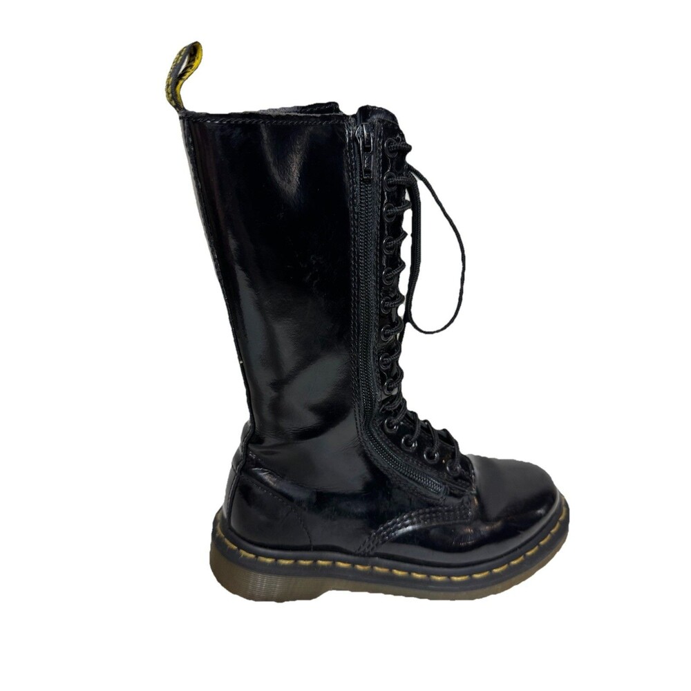 Dr. Martens Black Patent Leather Boots 14-Eyelet Lace Up Knee High EU 36/ US 5
